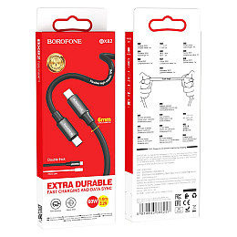Кабель USB Borofone BX82 Bountiful Type-C до Type-C 60W 20V / 3A 1 м Чорний