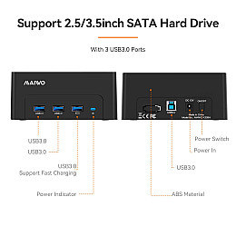 Док-станція Maiwo 2.5"/3.5" SATA HDD/SSD 4xUSB 3.0 Чорний (K308H 6372)