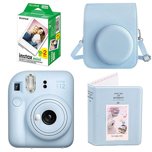 Набор камера Fujifilm Instax Mini 12/Фотобумага 20 шт/Чехол/Фотоальбом 64 фото Голубой (2148686539)