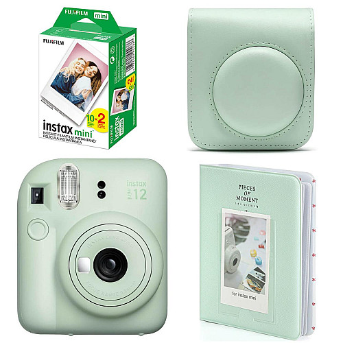 Набор камера Fujifilm Instax Mini 12/Фотобумага 20 шт/Чехол/Фотоальбом 64 фото Зеленый (2148686540)