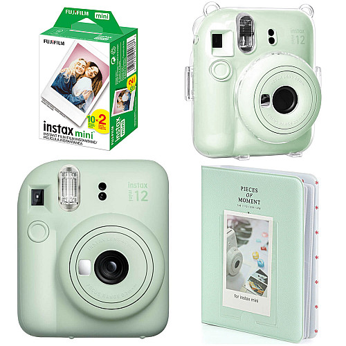 Набор камера Fujifilm Instax Mini 12/Фотобумага 20 шт/чехол/Фотоальбом 64 фото Зеленый (2148686550)