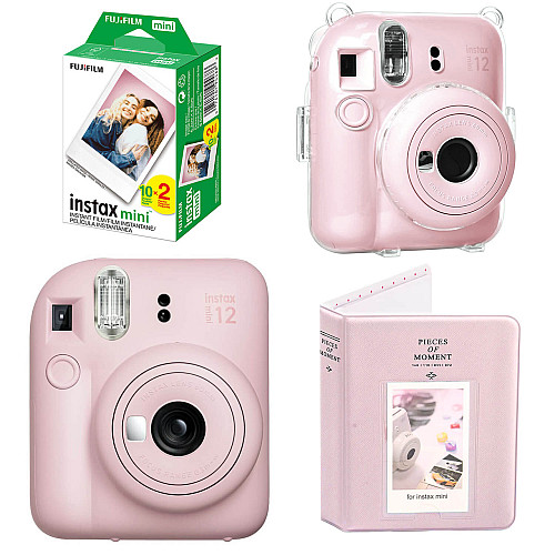 Набор камера Fujifilm Instax Mini 12/Фотобумага 20 шт/чехол/Фотоальбом 64 фото Розовый (2148686551)