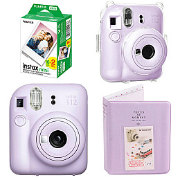 Набор камера Fujifilm Instax Mini 12/Фотобумага 20 шт/чехол/Фотоальбом 64 фото Фиолетовый (2148686552)
