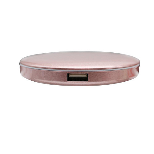 Карманное зеркало для макияжа с LED подсветкой SUNROZ DC113 Pocket Mirror Power Bank Розовый (SUN6398)