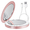 Карманное зеркало для макияжа с LED подсветкой SUNROZ DC113 Pocket Mirror Power Bank Розовый (SUN6398)