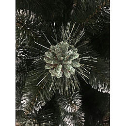 Штучна ялинка Happy New Year карпатська з білими кінчиками та шишками 220 см Зелена