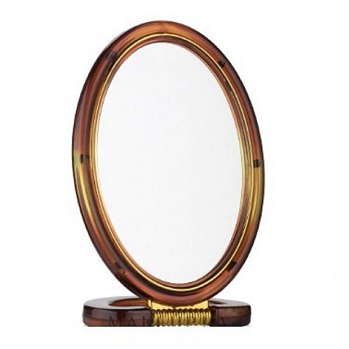 Зеркало настольное двухстороннее 18 х 12,5 см пластиковое коричневое Mirror 430-8