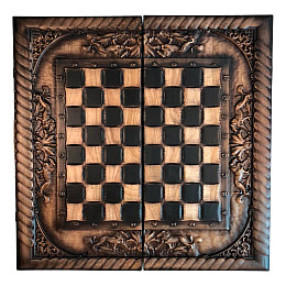 Шахматы нарды оформлены резьбой Кавун 60*30*9см 191131