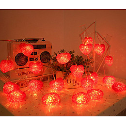 Гірлянда B-Led Серця 20 лампочок на 3м на батарейках червоні