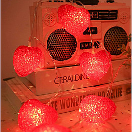 Гірлянда B-Led Серця 20 лампочок на 3м на батарейках червоні