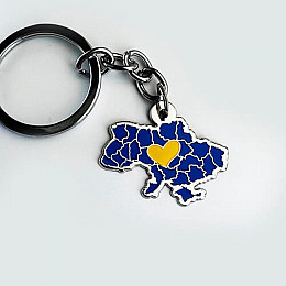 Брелок Dobroznak Украина Желтое сердце 30х30 мм синий (6463)