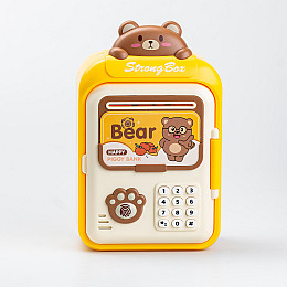 Копилка-сейф детская Happy Life Bear с кодовым замком и отпечатком пальца желтый (HP12265Y)