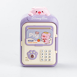 Копилка-сейф детская Happy Life Pig с кодовым замком и отпечатком пальца сиреневый (HP12265V)