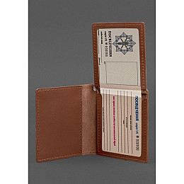 Кожаная обложка для удостоверения офицера ДПСУ BlankNote (три кармана) светло-коричневая