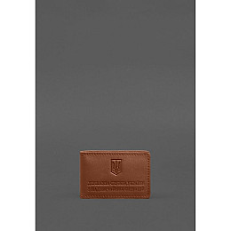 Кожаная обложка на удостоверение ДСНС BlankNote з карманом светло-коричневая