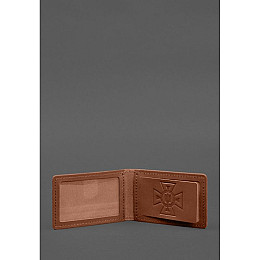 Кожаная обложка на удостоверение ДСНС BlankNote з карманом светло-коричневая