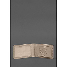 Кожаная обложка на удостоверение ДСНС BlankNote з карманом светло-бежевая