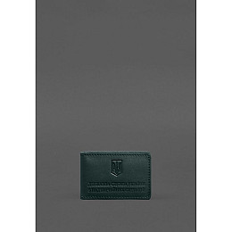 Кожаная обложка на удостоверение ДСНС BlankNote з карманом зеленая