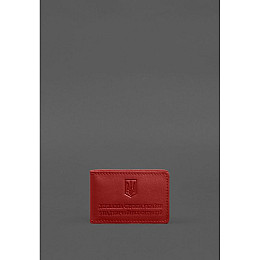 Кожаная обложка на удостоверение ДСНС BlankNote з карманом красная