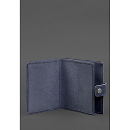 Кожаная обложка-портмоне для удостоверения офицера BlankNote ДПСУ 11.2 темно-синяя Crazy Horse