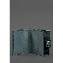 Кожаная обложка-портмоне для удостоверения офицера BlankNote ДПСУ с карманом для жетона 11.3 зеленая Crazy Horse