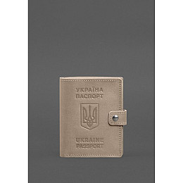 Кожаная обложка-портмоне на паспорт с гербом Украины BlankNote 25.1 Светло-бежевая
