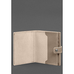 Кожаная обложка-портмоне на паспорт с гербом Украины BlankNote 25.1 Светло-бежевая