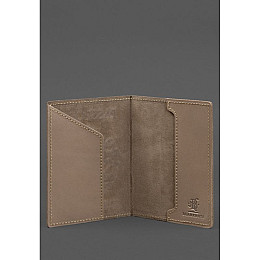 Кожаная обложка для паспорта BlankNote с украинским гербом светло-бежевая