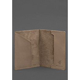 Кожаная обложка для паспорта BlankNote с картой Украины светло-бежевая Crazy Horse