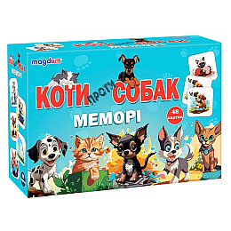 Настольная детская игра Мемори Коты против собак Magdum ME5032-24 48 карточек