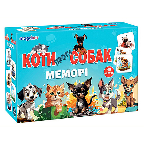 Настольная детская игра Мемори Коты против собак Magdum ME5032-24 48 карточек