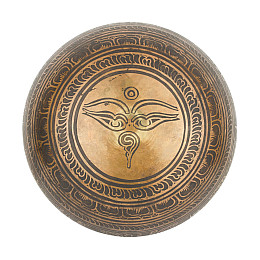 Поющая чаша Kailash Тибетська 210х210х103 мм Чорний античний Бронзовий (27693)