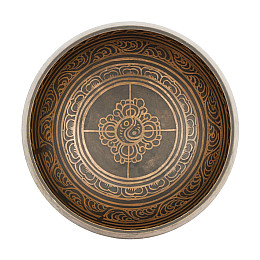 Поющая чаша Kailash Тибетська 210х210х103 мм Чорний античний Бронзовий (27693)