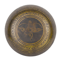 Поющая чаша Kailash Авалокитешвара 165х165х71 мм Античный Бронзовый (27712)