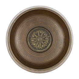 Поющая чаша Тибетська Kailash Дхармачакра Мантра Мани 180х180х83 мм Бронзова (27699)