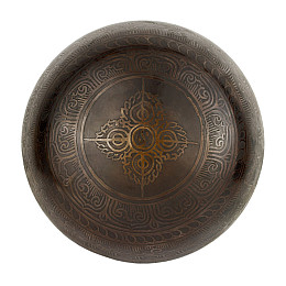 Поющая чаша Kailash Мантри Мани Ваджр Двойний 188х188х104 мм Античний Бронзовий (27713)
