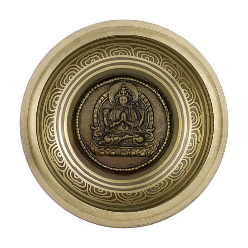 Поющая чаша Kailash Авалокитешвара Мантри Мани Мандала Мани 167х167х71 мм Бронзова (27726)