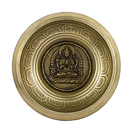 Поющая чаша Kailash Авалокитешвара Мантры Мани Двойной варджр 167х167х71 мм Бронзовый (27728)