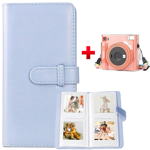 Фотоальбом голубой для Instax Square 80 фото и Чехол для Fujifilm Instax Square SQ1 Прозрачный (2331237488)