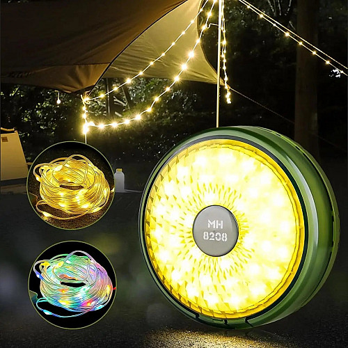 Cветодиодная уличная гирлянда RIAS KXK-828 RGB IP44 аккумуляторная с фонарем 8 м Green