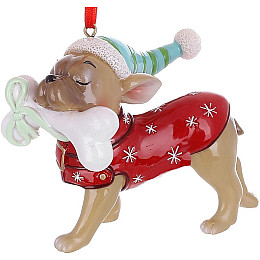Елочна іграшка BonaDi Bulldog у костюмі 10х6х7 см Різнокольоровий DP232145