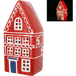 Светлодіодний будиночок BonaDi Town 9х7.3х20 см Червоний-білий DP232158