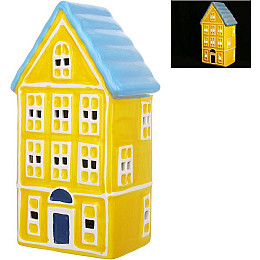 Светодіодний будиночок BonaDi Town 10.5х7х19 см Жовто-блакитний DP232159