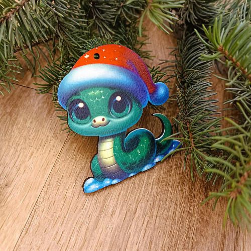 Деревянная эко-игрушка с крючками на елку Luxyart Змея (DN-735)