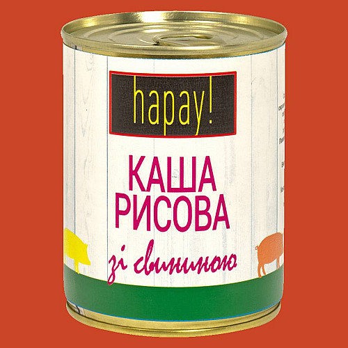 Каша рисова Hapay зі свининою з/б 340г Zdorovo (HAP-8065)