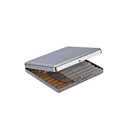 Портсигар металлический на 20 сигарет Champ Cigarette Case, скоба, Серебристый (40590023)