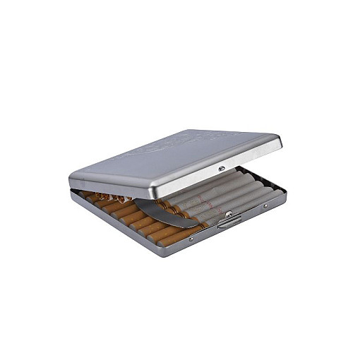 Портсигар металевий на 20 сигарет Champ Cigarette Case, скоба, Сріблястий (40590023)