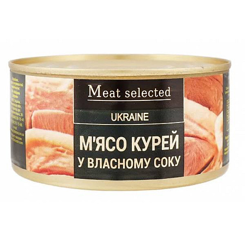 М'ясо кур Zdorovo Meat selected в власному соку ж/б 325г (POB-KYR325)