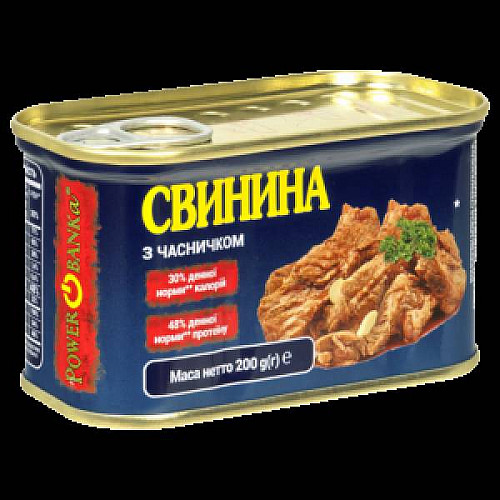Свинина Zdorovo PowerBanka з часником с/б 200г (POB-PBSVUNCHAS)