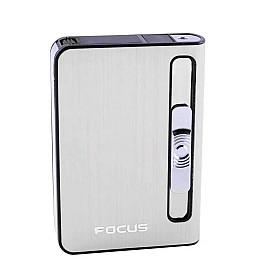 Портсигар для 10 сигарет с зажигалкой FOCUS №HL-149 Grey (11208-hbr)